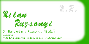 milan ruzsonyi business card